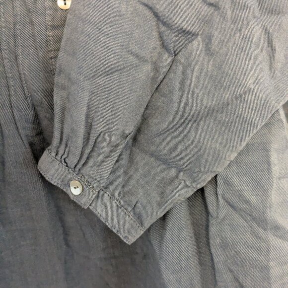 Peruvian Connection 100% Cotton Pleated Peasant Blouse Size 6 Blue Button - Picture 8 of 10